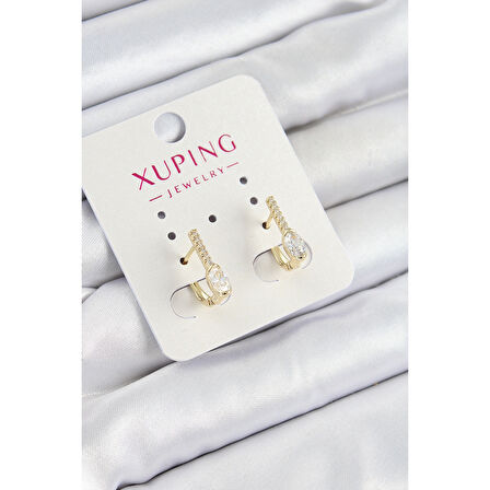 Xuping Zirkon Taşlı I Model Gold Renk Kadın Küpe