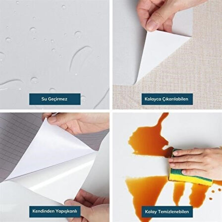 Buffer® Mermer Desenli Masa Tezgah Mutfak Su Geçirmez Yapışkanlı Folyo Sticker Mavi 5x0,6m