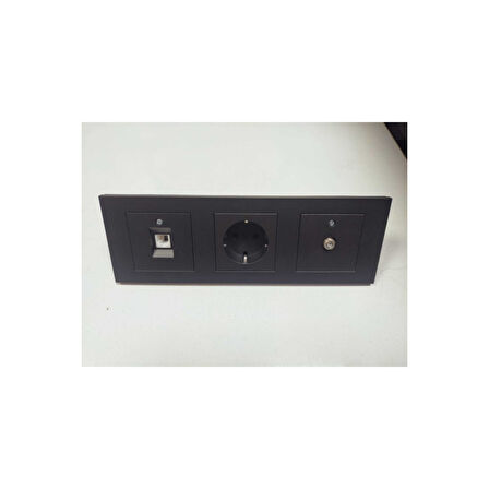 Ovivo Grano Siyah Topraklı Priz Uydu Tv F Priz Nümeris Telefon Prizi 3'lü Set/paket