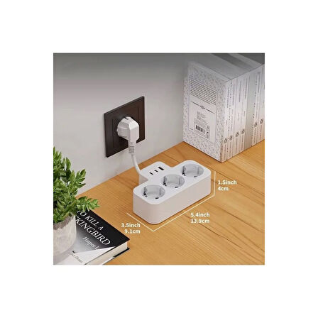 Çoklu Kablolu Priz Yüksek Gerilim Korumalı 3’lü Priz 1x Usb 2x Type-c Çıkışlı Grup Priz Çoğaltıcı Siyah