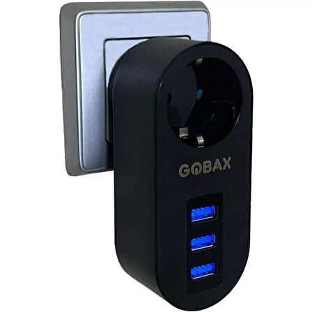 Gobax Termal Akım Korumalı Akıllı Priz 3xusb Li, Çocuk Korumalı, Led Işıklı, Yüksek Isıya Dayanıklı (4915)