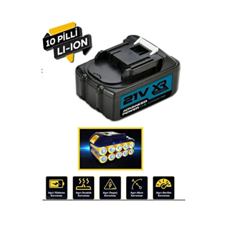 Assur Şarjlı Matkap, Kırıcı, Taşlama, İspiral, Budama, Testere, Somun Sıkma Bataryası 10 Pili Akü