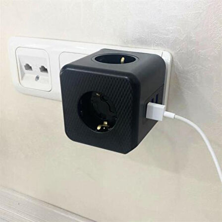 Isıya Dayanıklı Termal Akım Korumalı Ve Çocuk Korumalı 3 Priz Girişli 3 Usb Girişli Küp Priz (4915)