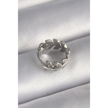 316l Çelik Gümüş Renk Zirkon Taşlı Yaprak Model Tragus Piercing - Tj-pr1303