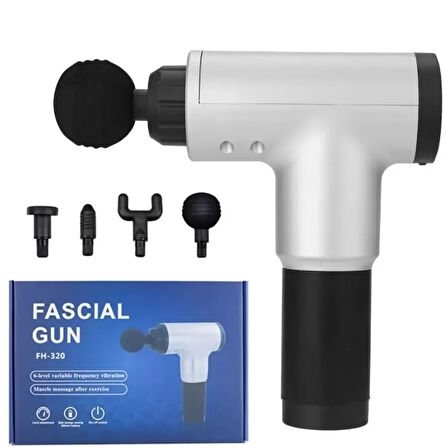 Fascial Gun Rh-320 6 Kademe Hız Ayarlı, 4 Parça Başlıklı, Usb Şarjlı, Masaj Tabanca Aleti (4915)