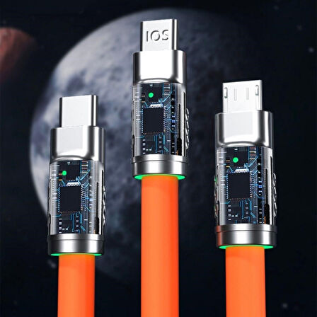 Buffer®  3 Şarj Aleti 1 Arada Çinko Alaşım Hızlı Şarj Kablosu Turuncu