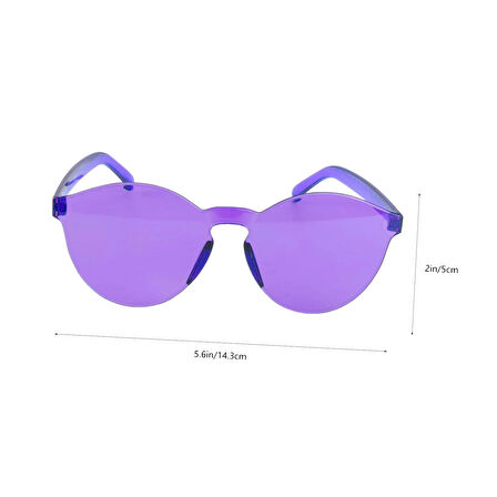 Sert Mika Oval Şekilli Çerçevesiz Mor Gözlük Retro Parti 5x14 Cm