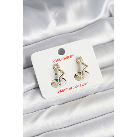 Pirinç Gold Renk Yıldız Model Kadın Küpe