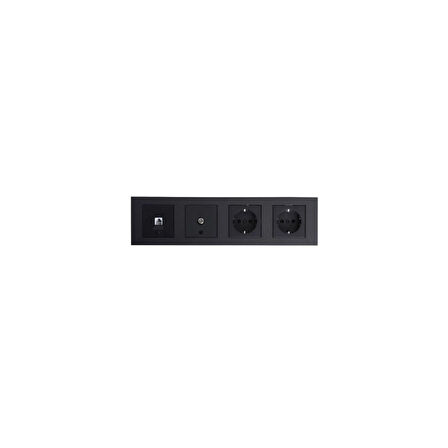 Ovivo Grano Siyah Topraklı Priz +topraklı Priz+tv (uydu)prizi+nümeris+4 Lü Çerçeve 4 Lü Set