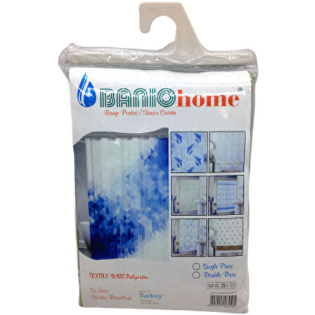 Polyester Çift Kanat Su İtici Banyo Perdesi 90x200cm (4915)