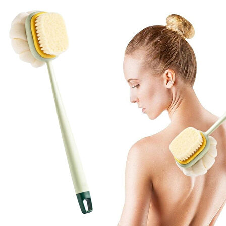  Kenzo®  2'si 1 Arada Çift Taraflı Uzun Saplı Fırçalı Banyo Vücut Sırt Fırçası Banyo Lifi