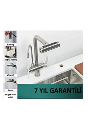 MUTFAK EVİYE BATARYASI DUAL FLOW ARITMA ÇIKIŞLI DUŞ ŞELALE 4 FONKSİYON MAT KROM İTHAL 7 YIL GARANTİ