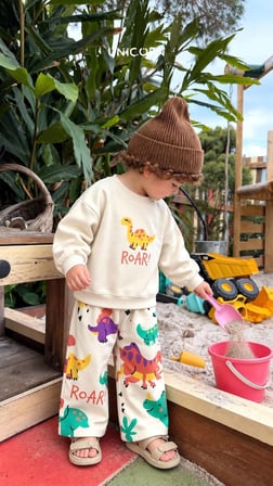 Cimcimkids Unicorn Dinazor Desenli Takım