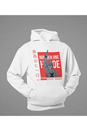 Number One Heroe Baskılı Unisex Oversize Anime Hoodie