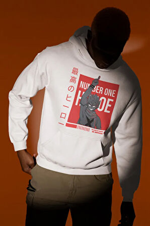 Number One Heroe Baskılı Unisex Oversize Anime Hoodie