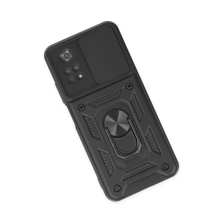 Xiaomi Poco M4 Pro 4G Kılıf Pars Lens Yüzüklü Silikon - Siyah