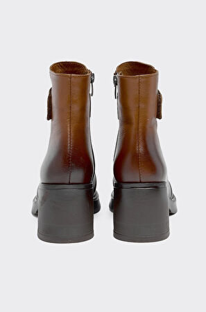 Hakiki Deri Kalın Topuklu Kadın Bot