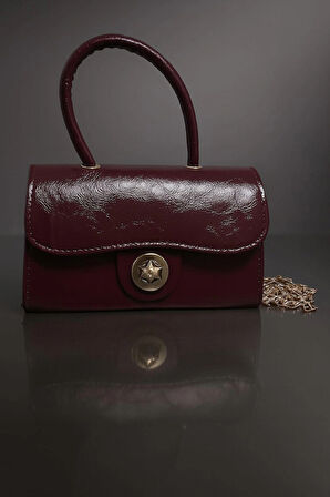 Rugan Deri Kadın Zincirli El ve Omuz Çantası