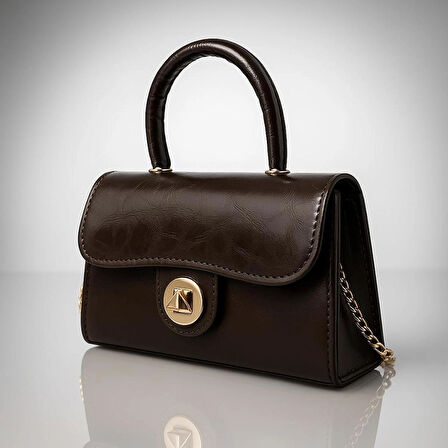 Rugan Deri Kadın Zincirli El ve Omuz Çantası