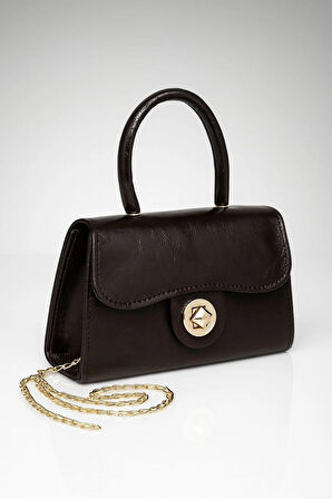 Rugan Deri Kadın Zincirli El ve Omuz Çantası