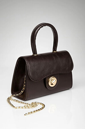 Rugan Deri Kadın Zincirli El ve Omuz Çantası