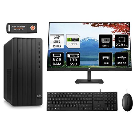 HP TOWER 290 G9 i7 12700 8GB RAM 1TB SSD GT1030/4GB FDOS 6D3A3EA MASAÜSTÜ PC & 23.8'' MONİTÖR