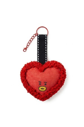 BTS V Tasarımı BT21 Tata Kırmızı Kalp Figürlü Anahtarlık Çanta Charm