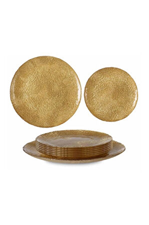 K. Plus Armoni Pasta Servis Takimi Cam Metalik Altin 6 1 Adet 28/21 Cm