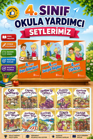 4.Sınıf Çıtır Çıtır Türkçe + Fen Bilimleri + Sosyal Bilgiler + Mor Dinozor Kıvılcım Hikaye Seti