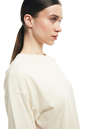 Truvakar Kol Basic Oversize Tişört Bej