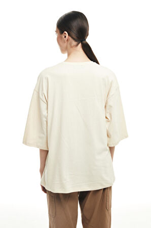 Truvakar Kol Basic Oversize Tişört Bej