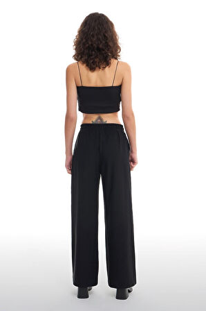 Quzu Beli Lastikli Bol Paça Pantolon