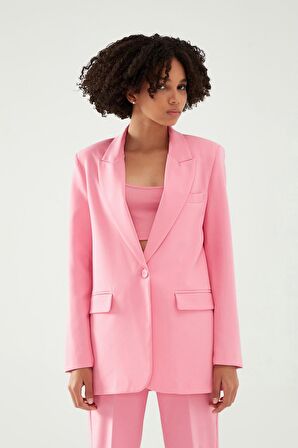 Quzu Şeker Pembe Blazer Ceket