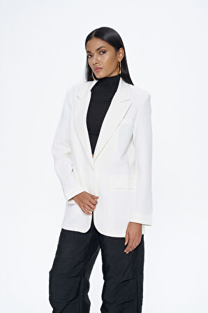 Blazer Ceket Ekru