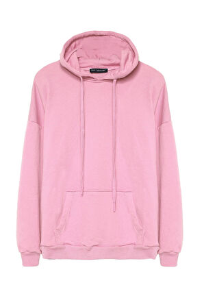 Oversize Kapüşonlu Sweatshirt Pembe