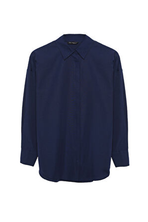 Oversize Basic Gömlek Lacivert