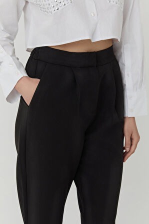 Quzu Beli Lastikli Kumaş Pantolon