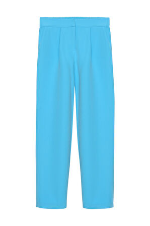 Beli Lastikli Kumaş Pantolon Mavi