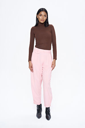Pile Detaylı Jogger Pantolon Pembe