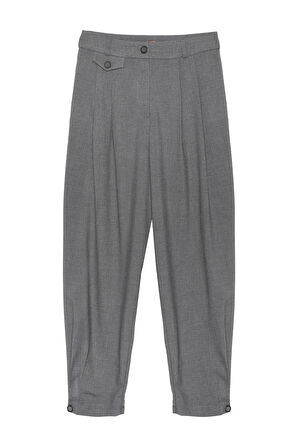 Pile Detaylı Jogger Pantolon Koyu Gri