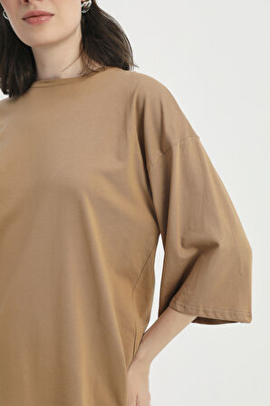 Truvakar Kol Basic Oversize Tişört Kahverengi