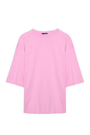 Truvakar Kol Basic Oversize Tişört Pembe