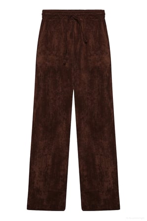 Beli Lastikli Kadife Bol Paça Pantolon Kahverengi