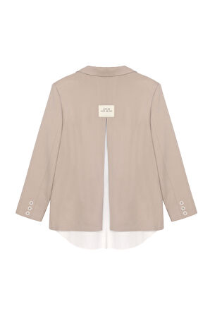 Sırtı Pencere Yırtmaçlı Blazer Ceket Bej