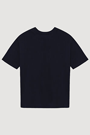 Oversize Basic Tişört Lacivert
