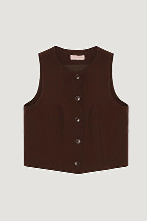 Quzu Önü Düğmeli Kadın Yelek 25YYLK00005