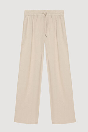 Beli Lastikli Keten Pantolon Naturel