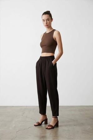 Quzu Beli Lastikli Pantolon Siyah