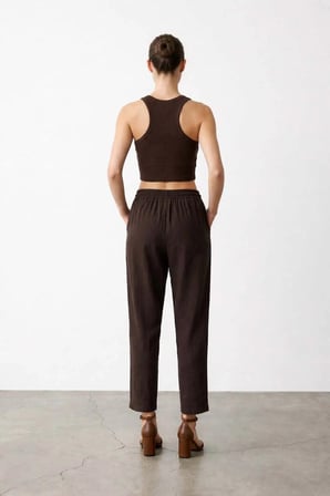 Quzu Beli Lastikli Pantolon Siyah