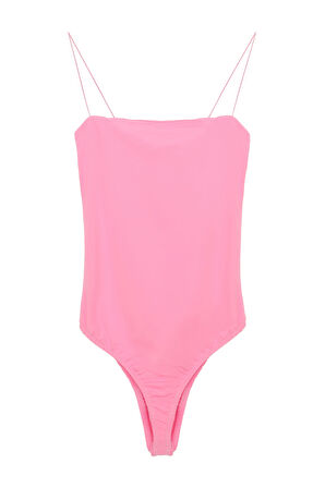 Çıtçıtlı İnce Askılı Bodysuit Pembe
